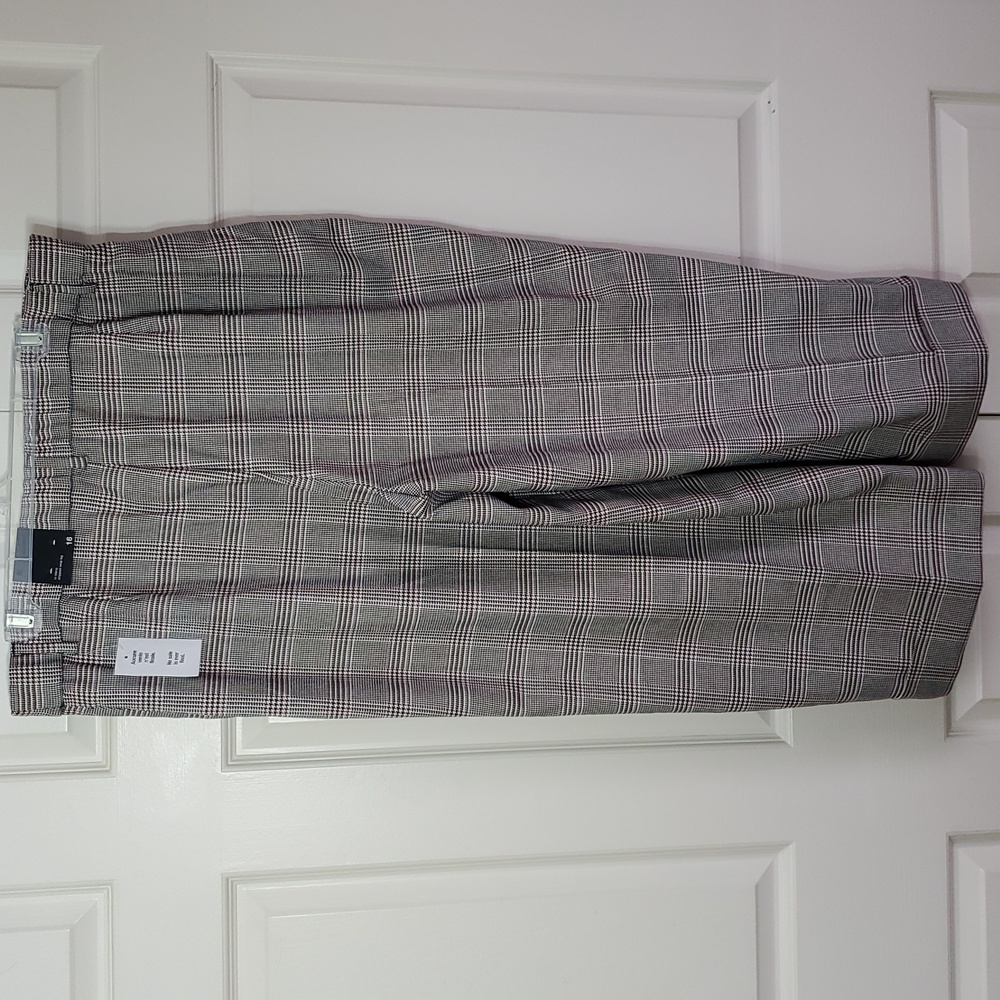 Plaid Crop Cuffed Wide Leg Dress Pant - Size 16 - Picture 9 of 13